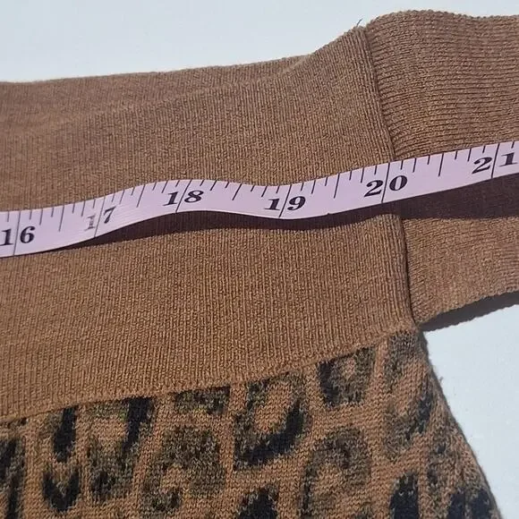 Moth by Anthropologie Pants Women's Medium Leopard Print Knit Wool Blend Mobwife - Picture 6 of 10